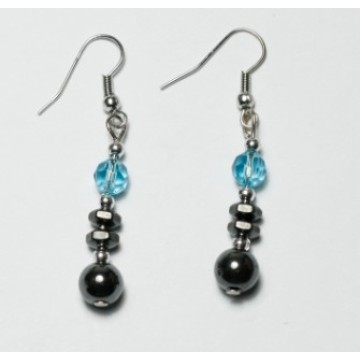 Hematite Cross Earring with silver color finding