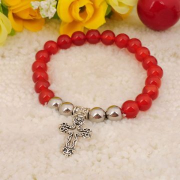 Natural Red Carnelian Bracelet Gemstone jewelry alloy pendants