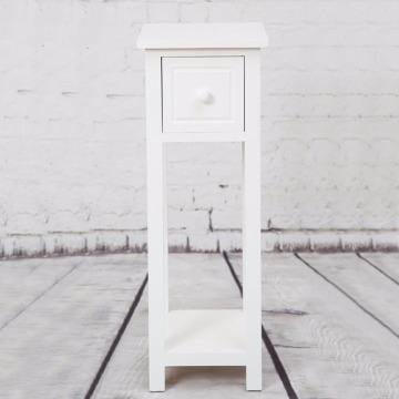 White Bedside Telephone Table With Drawer Side Living Room Slim Tall Furniture