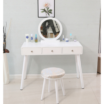 White portable wooden dressing table set