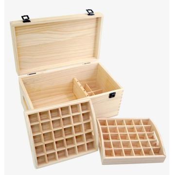 Pine Wood 2 layers Essential Oil Box with 66 compariments