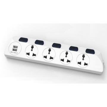 Universal socket in 5 outlet with 2 USB
