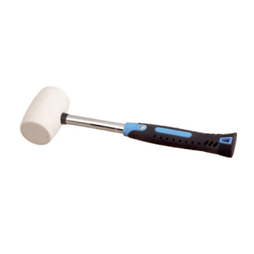 White rubber hammer with steel handle  16oz
