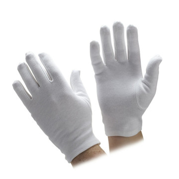 100% cotton interlock White thin work cotton gloves