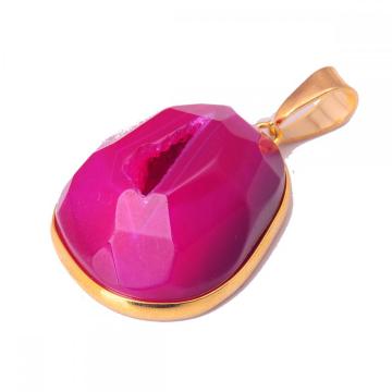 Semi Precious stone Purple agate Necklace pendant