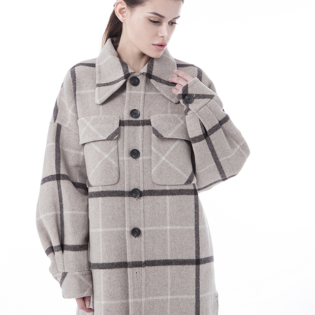 Fashion shirt style cashmere wool coat