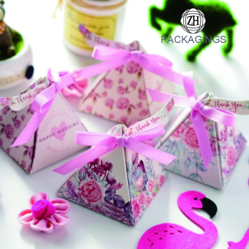 Handmade Flower Printed Pyramidal Candy Box