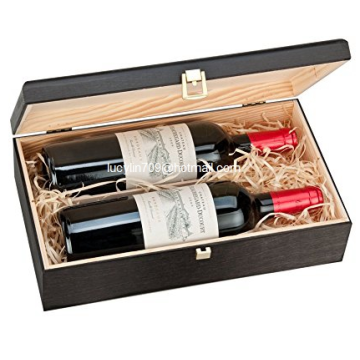 Double Bottle, Wooden Luxury Gift Box for Wine, Champagne or Whisky (Black)