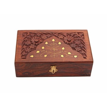 Factory Unique Artisan Traditional Hand Carved Rosewood Jewelry Box