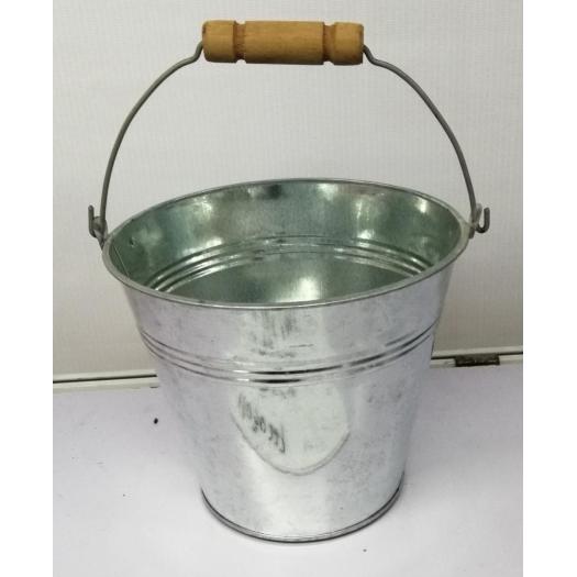 Metal round bucket with metal handle