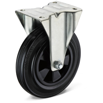 13 Series Black Rubber Flat Bottom Fixed Casters