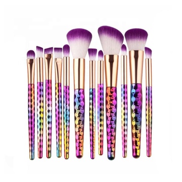12pcs Rainbow Colorful Bling Prismatic Makeup Brushes Kit