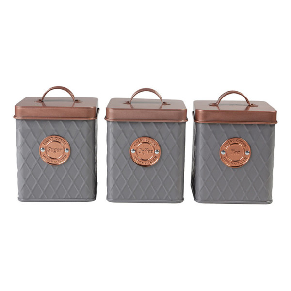 Vintage copper&grey canister set 3