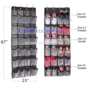 Household oxford fabric over the door hanging men shoe organizer with 24 mesh pockets