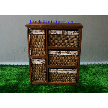 Cheap wicker basket drawer solid wooden wardrobe closet