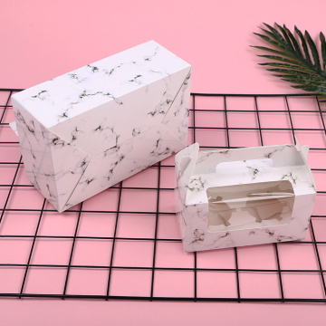 Marble pattern cupcake box design with handle
