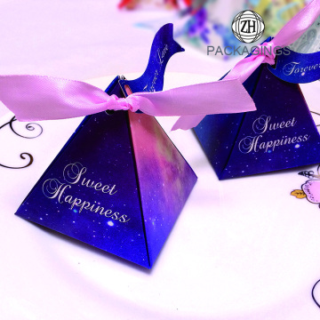 Collapsible pink pyramid wedding candy box wholesale