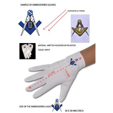 Polyester Masonic Gloves for Freemasons
