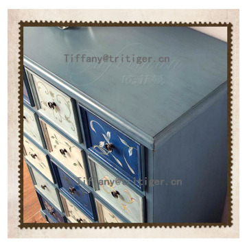 Mediterranean sea style Living Room Wooden Small Cabinets 15 Drawers Country Style solid wooden cabinet