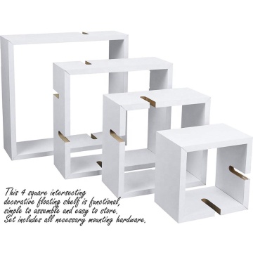 Decorative 4 Cube Intersecting Wall Mounted Floating Shelves White Finish