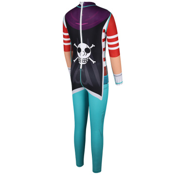 One Piece Rash Guard Swimsuit with Skull Pattern