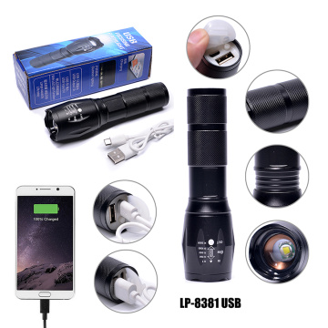 USB Rechargeable T6 LED Tactical Flashlight