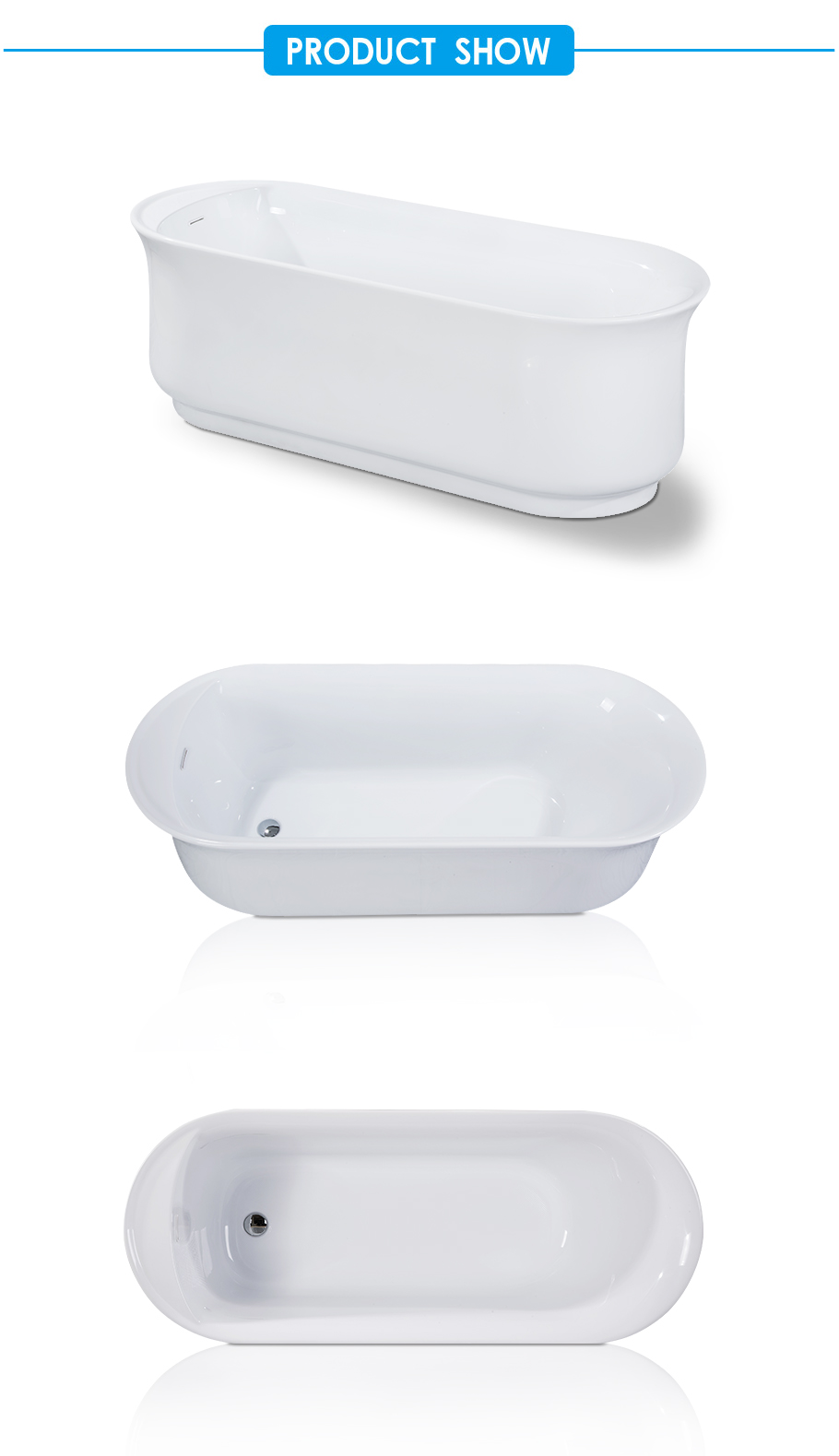 Emmanuelle Narrow Rim Freestanding Bathtub in Acrylic