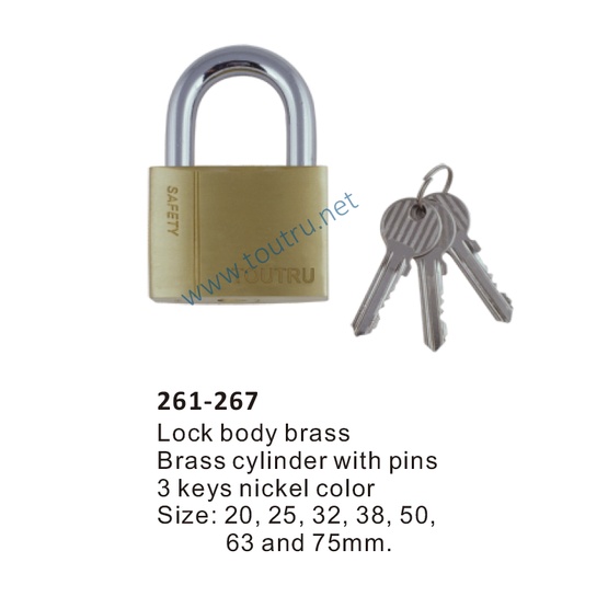 261-267 brass padlock hardend steel shackle