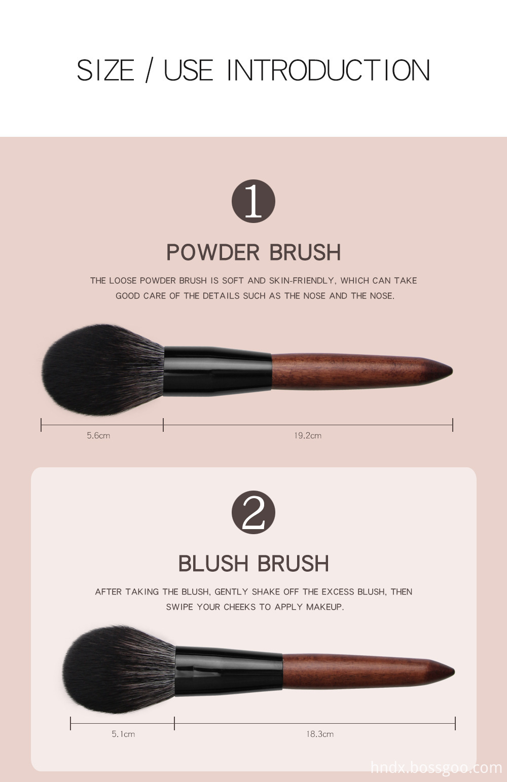 12 Pieces Sandalwood Color Makeup Brushes Set size 1