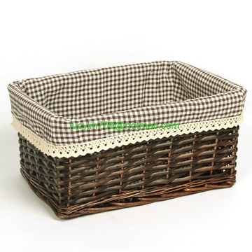 Hand-woven Wicker Willow Storage Baskets Nesting Organizer w/ Lining