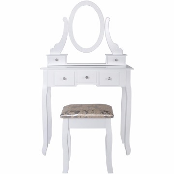 Wooden White Dressing Table With Chair and Five Drawers for Bedroom
White Dressing Table With Chair and Five Drawers for Bedroom