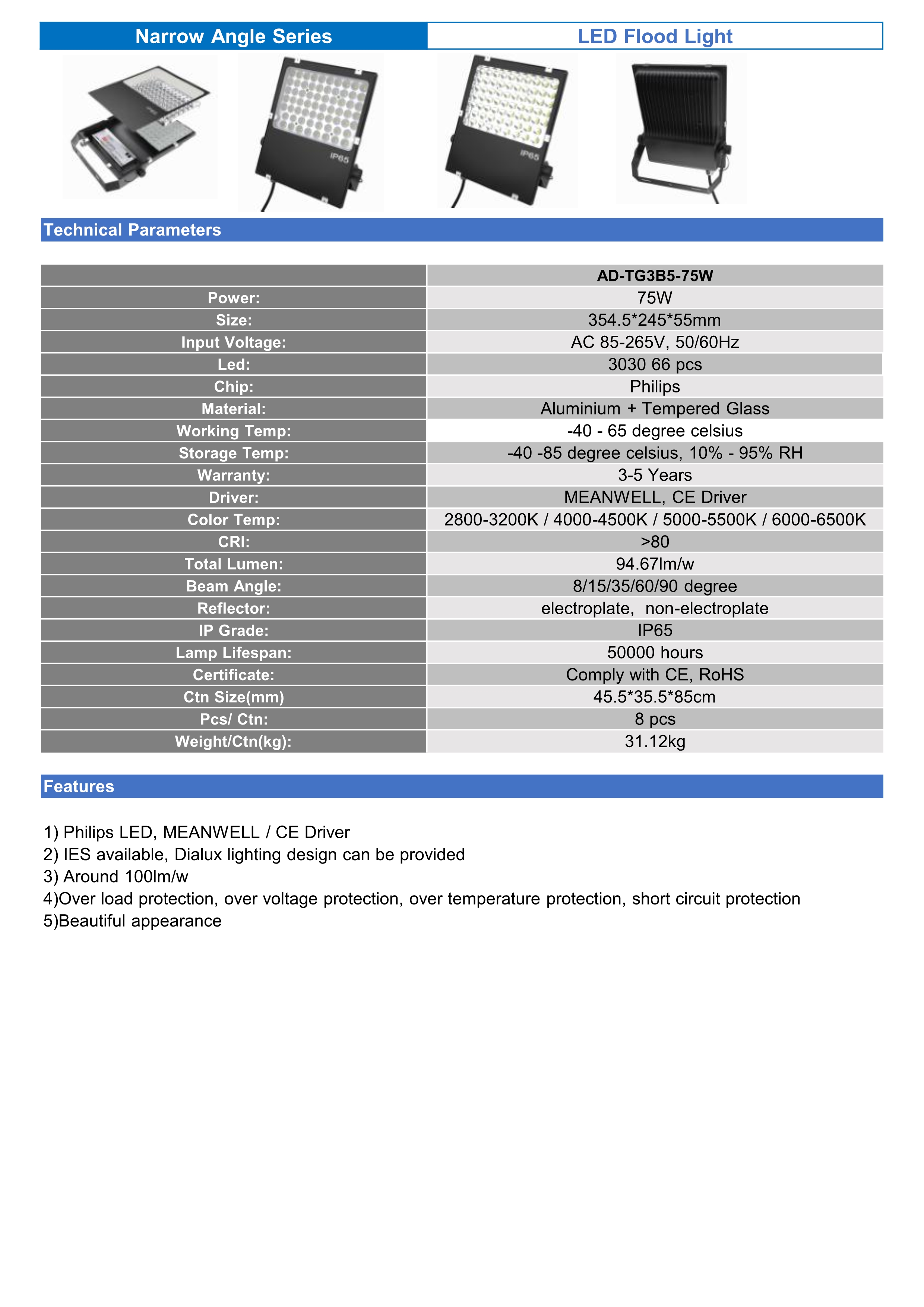 75W LED Flood Light Bulbs