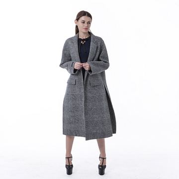 Grey striped cashmere winter coat