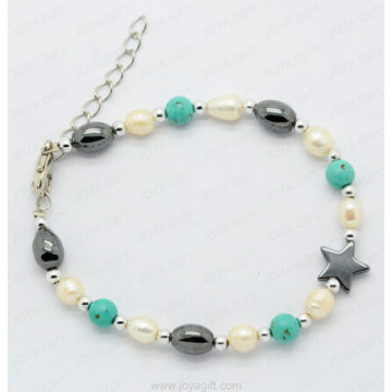 turquoise hematite beads bracelet