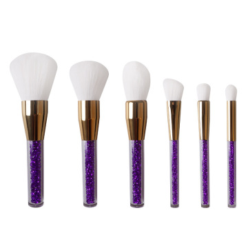 6pcs crystal handle white hair makeup brushes set
