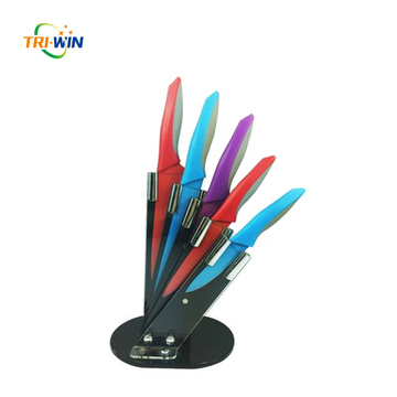Colorful Titanium 5pcs Knife Set with TPR Handle