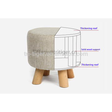European-Style Ottoman Fabric Living Room Wooden shoes changing stool