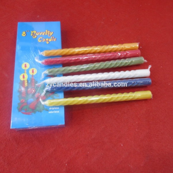 8 Novelty Muti Color Spiral Taper Candle