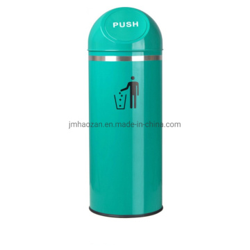 Round Push-Type Stainless Steel Dust Bin
