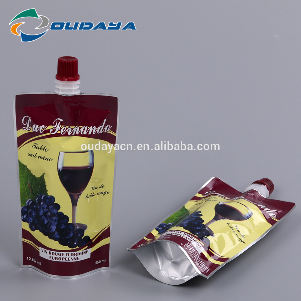 250ml red wine Packaging Pouch Bag with spout