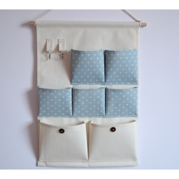 Cotton Fabric Wall Door Hanging Storage Organizer with 12 Pockets and 2 Hooks Home Closet Shelves