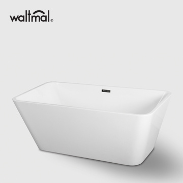 Trapezoid Center Drain Freestanding BathTub in White