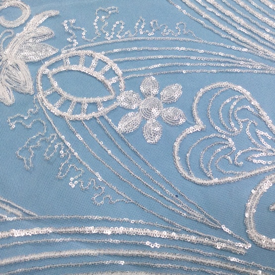 Clear Sequin Tulle Lace Fabric for Wedding Dress
