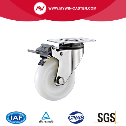 Braked Plate Swivel PA Stainless Steel Caster