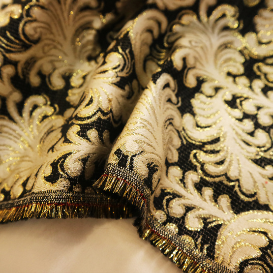 Wholesale Gold Ink Flower Jacquard Curtain Fabric