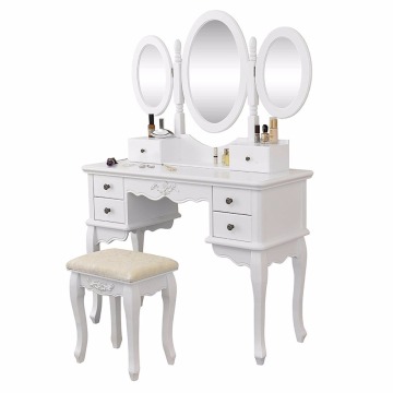 Dressing table stool 3 folding makeup dresser with mirror