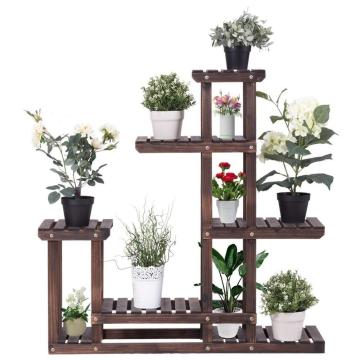 6 Wood Shelves 10 Pots Standing Flower Shelf