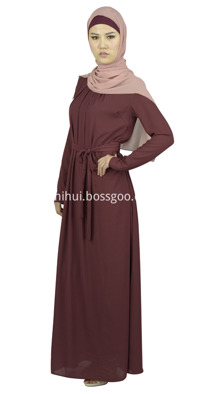 Muslim Long Tunic Wine Red Dress