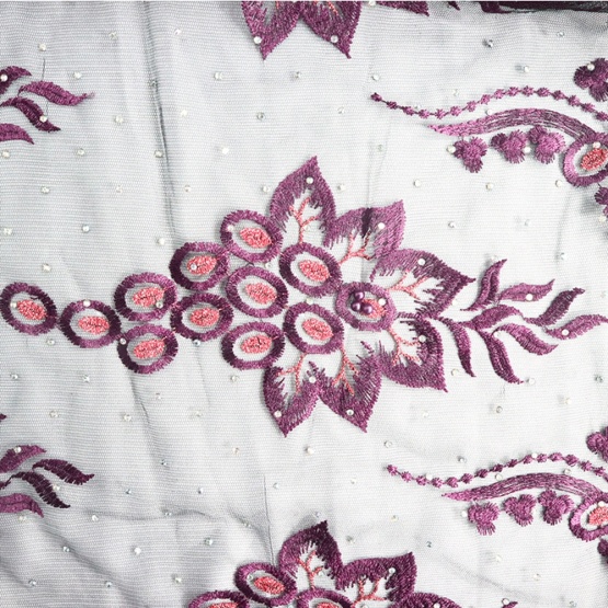 Light Purple Indian Embrodiery Lace Fabric for Dress