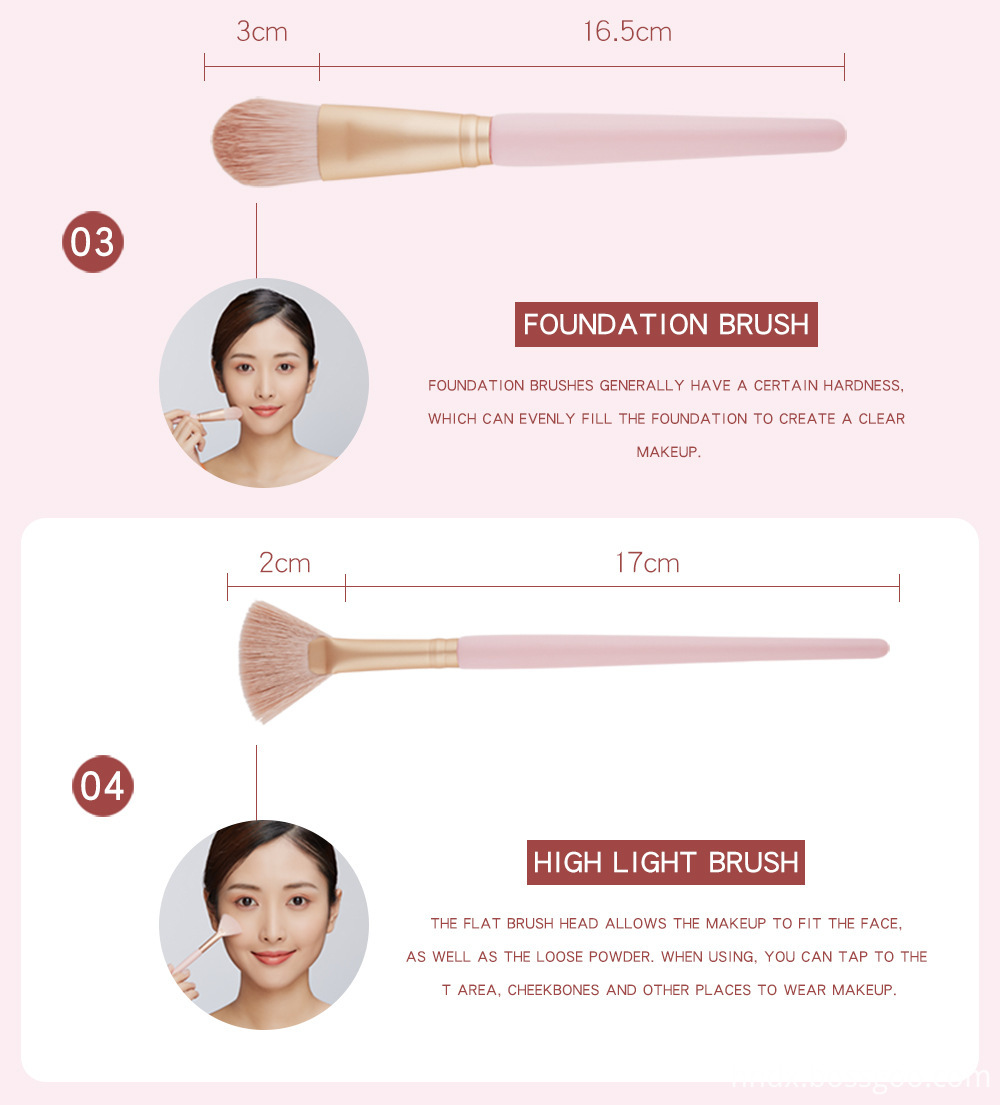 Pink Makeup Brushes Set